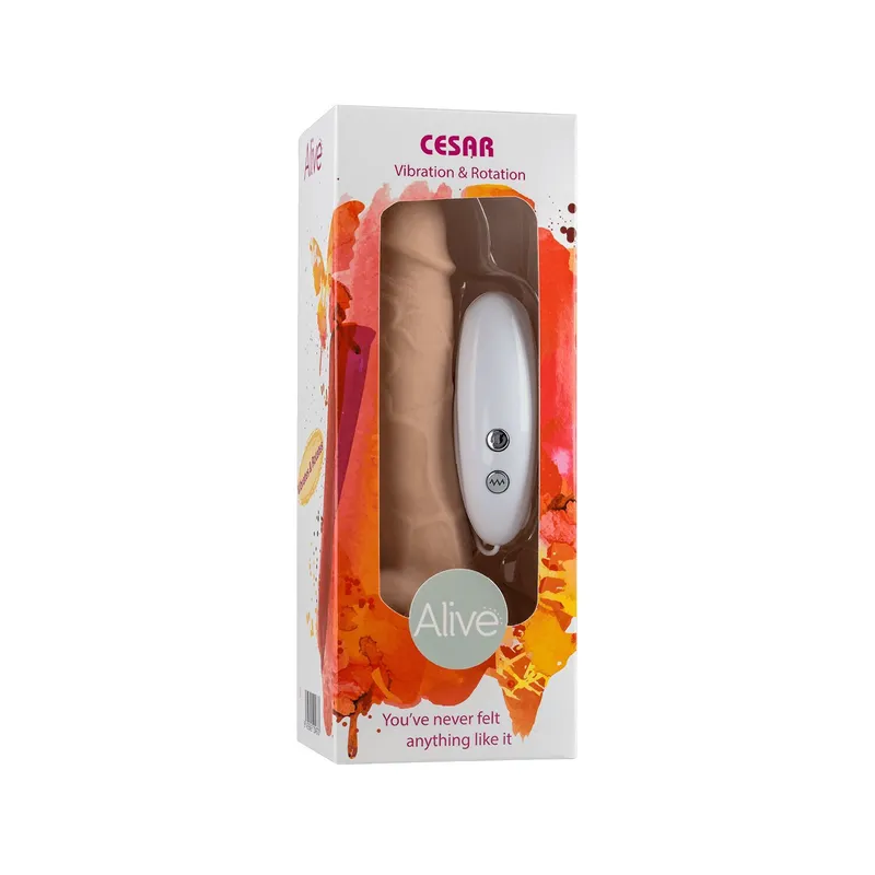 Фалоімітатор з вібрацією та ротацією Alive Cesar Vibro Plus, тілесний, FutureSkin