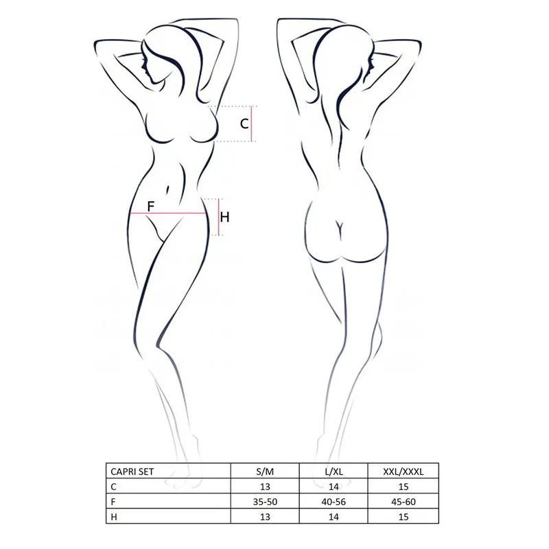 Комплект білизни під латекс Passion CAPRI SET, S/M, чорний