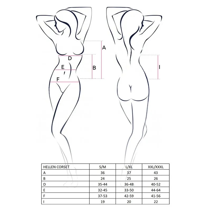 Корсет Passion HELLEN CORSET S/M, чорний, напівпрозорий, із трусиками-стрінгами