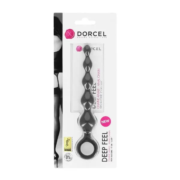 Анальний ланцюжок Dorcel Deep Feel, силікон, чорний, макс. діаметр 25 мм