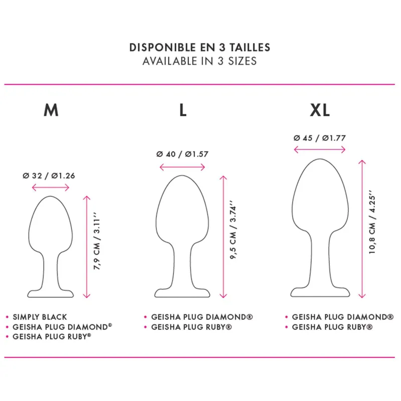 Анальна пробка Dorcel Geisha Plug Diamond M, чорна, макс. діаметр 3,2 см