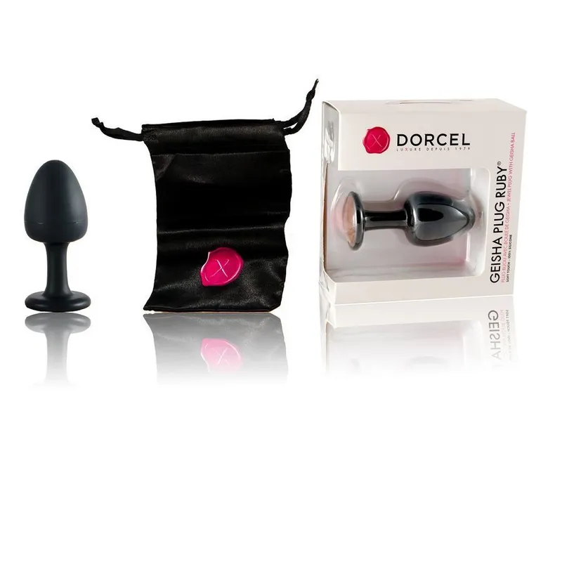 Анальна пробка Dorcel Geisha Plug Ruby M, чорна, максимальний діаметр 40 мм