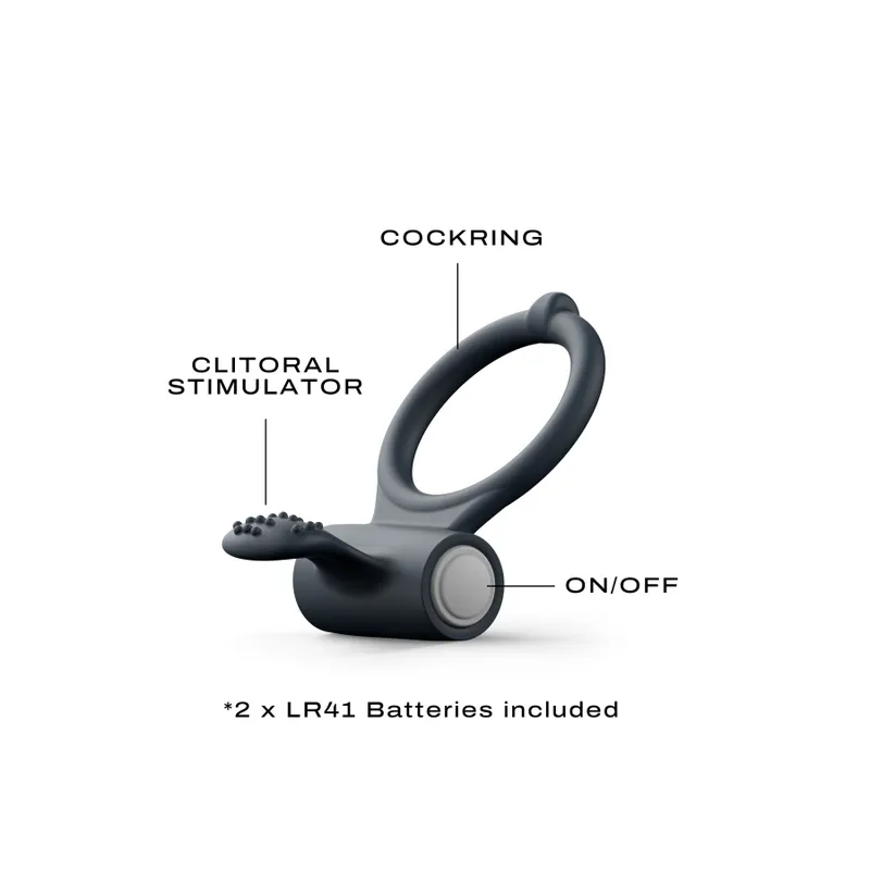 Ерекційне кільце Dorcel Power Clit Black V2 з вібрацією, чорне