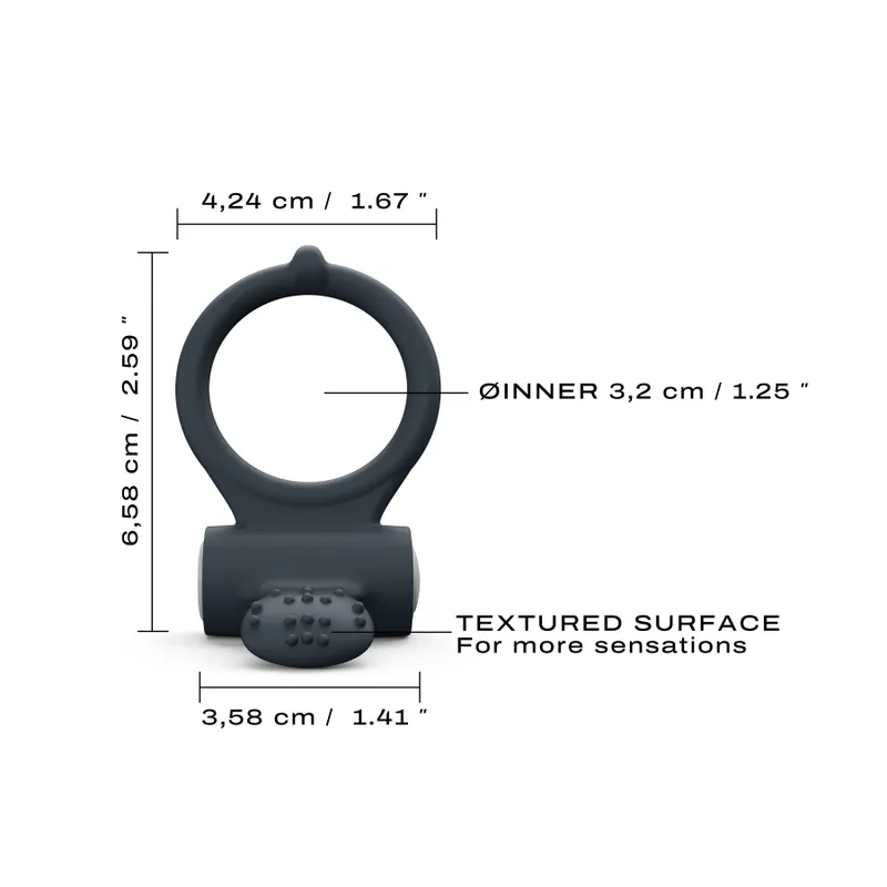 Ерекційне кільце Dorcel Power Clit Black V2 з вібрацією, чорне
