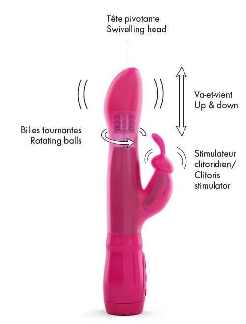 Вібратор-кролик Dorcel Furious Rabbit з обертанням та зворотно-поступальним рухом, рожевий