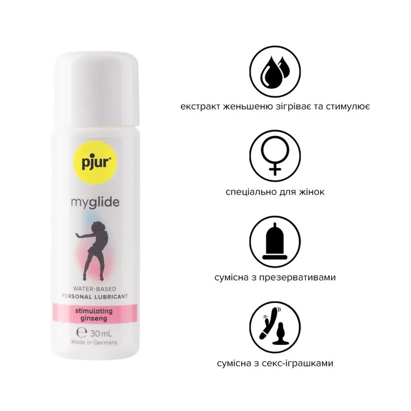 Збуджувальний лубрикант на водній основі Pjur MyGlide, 30 мл, з екстрактом женьшеню