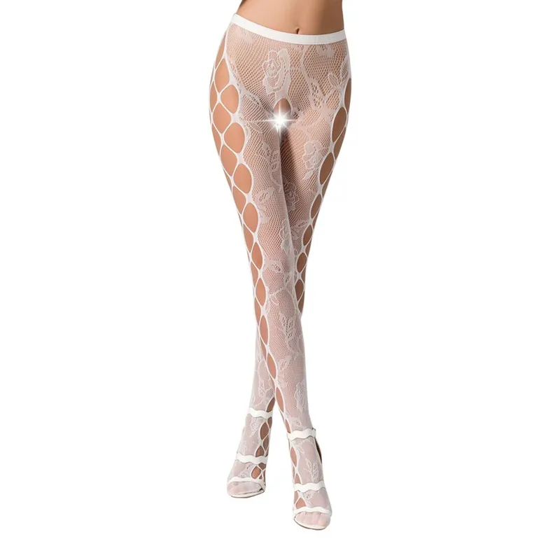 Еротичні колготки-бодістокінг Passion S008 white, розмір S/M/L
