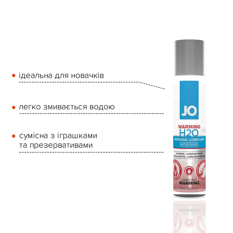 Лубрикант на водній основі JO H2O WARMING з екстрактом перцевої м'яти, 30 мл