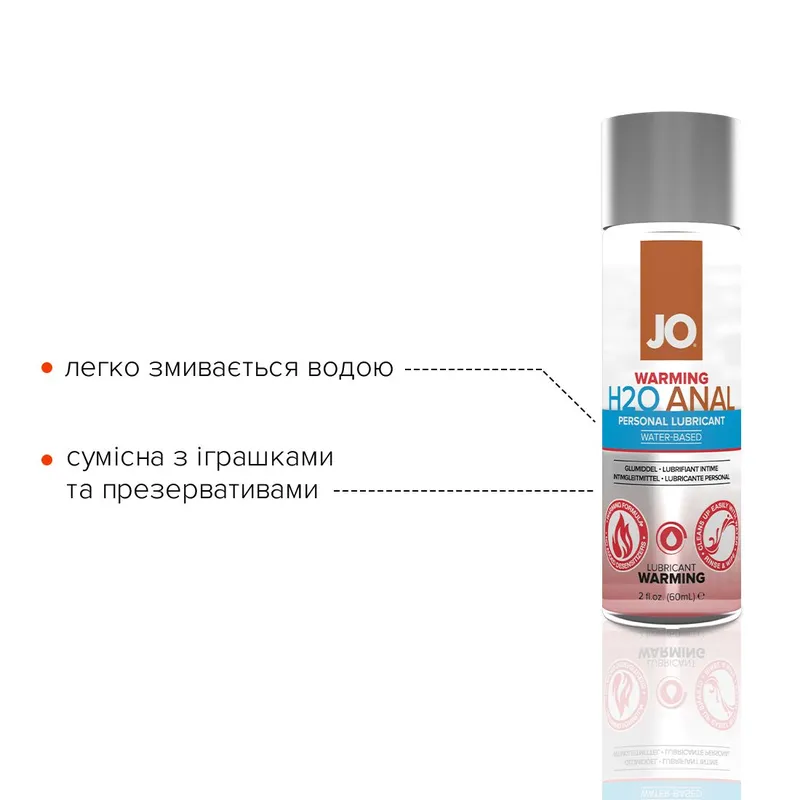 Анальний лубрикант JO ANAL H2O — WARMING розігрівальний, на водній основі, 60 мл