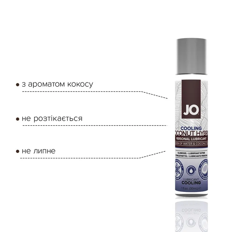 Лубрикант-крем JO Coconut Hybrid COOLING з охолоджувальним ефектом, 30 мл