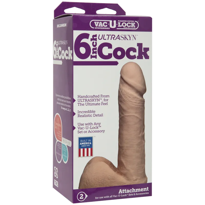 Фалоімітатор Doc Johnson Vac-U-Lock 6 Inch UltraSKYN Cock, тілесний колір