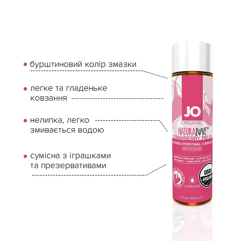 Лубрикант на водній основі JO USDA ORGANIC Strawberry (120 мл)
