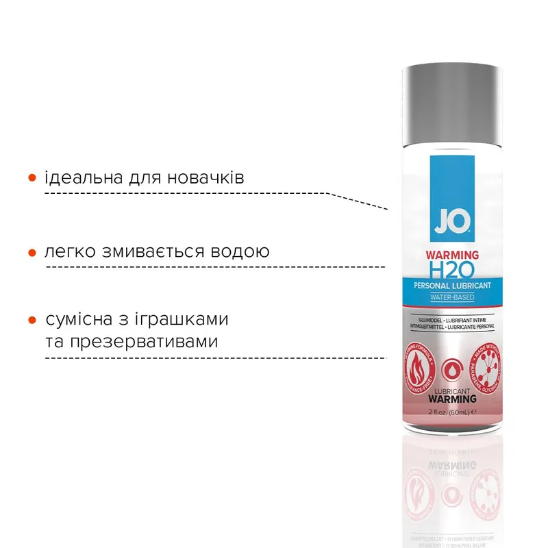Лубрикант на водній основі JO H2O WARMING з екстрактом перцевої м'яти, 60 мл
