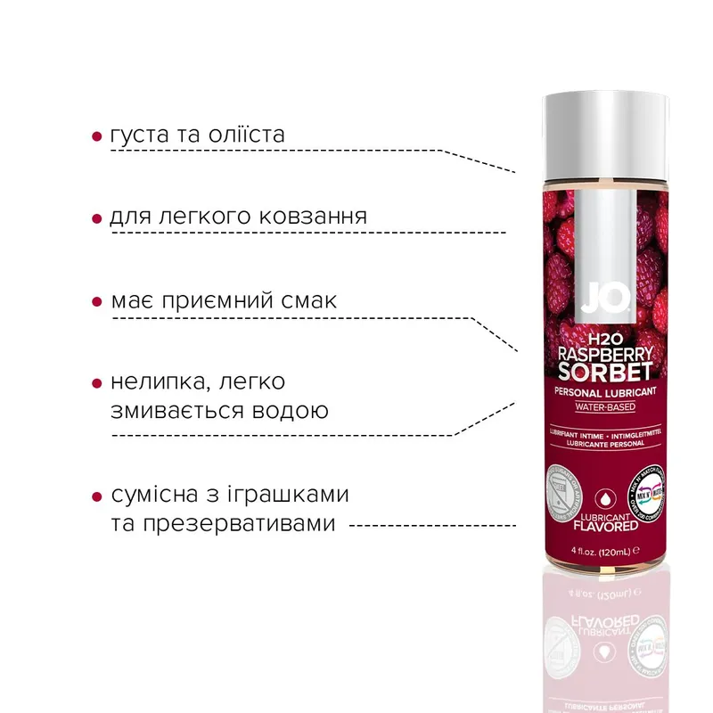 Лубрикант на водній основі JO H2O — Raspberry Sorbet, 120 мл