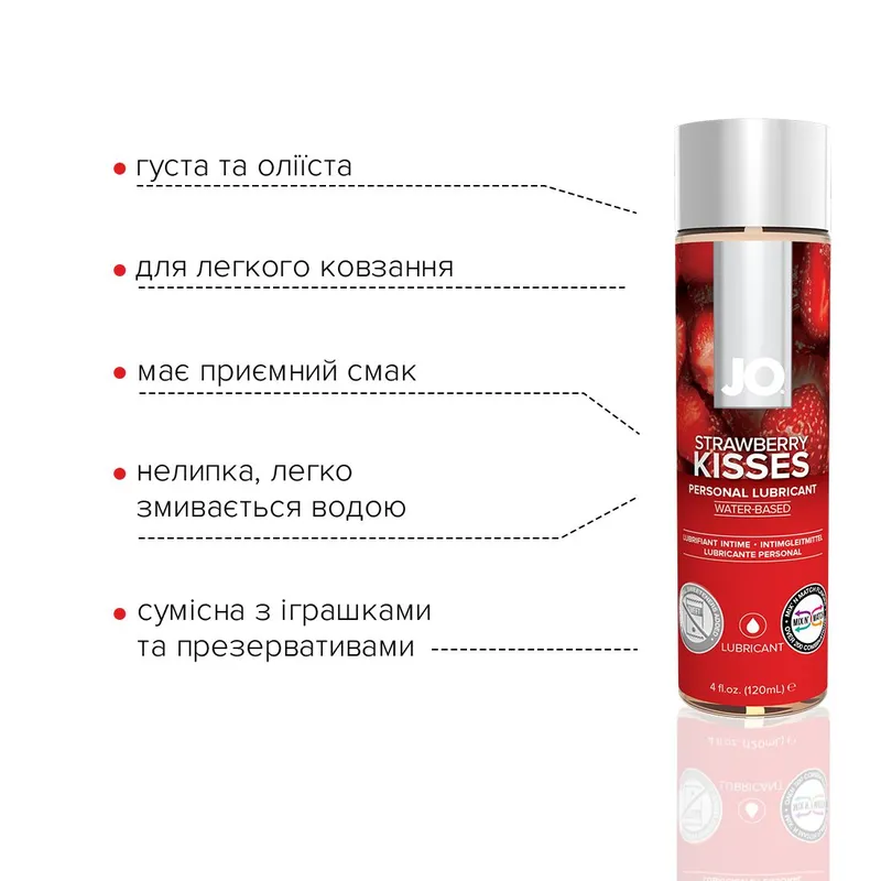 Лубрикант на водній основі JO H2O — Strawberry Kiss, 120 мл