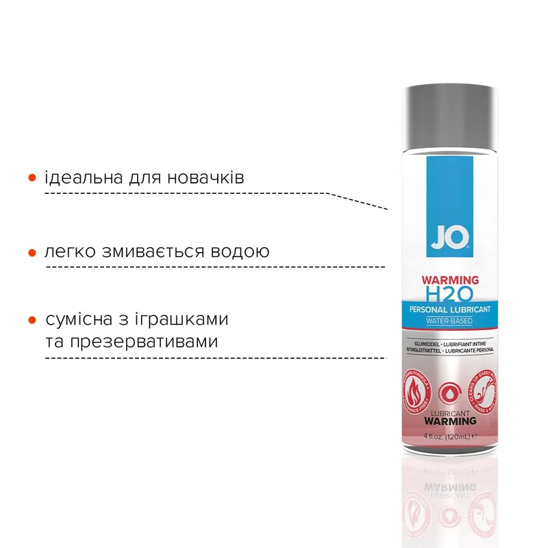 Лубрикант на водній основі JO H2O WARMING з ефектом зігрівання (120 мл)