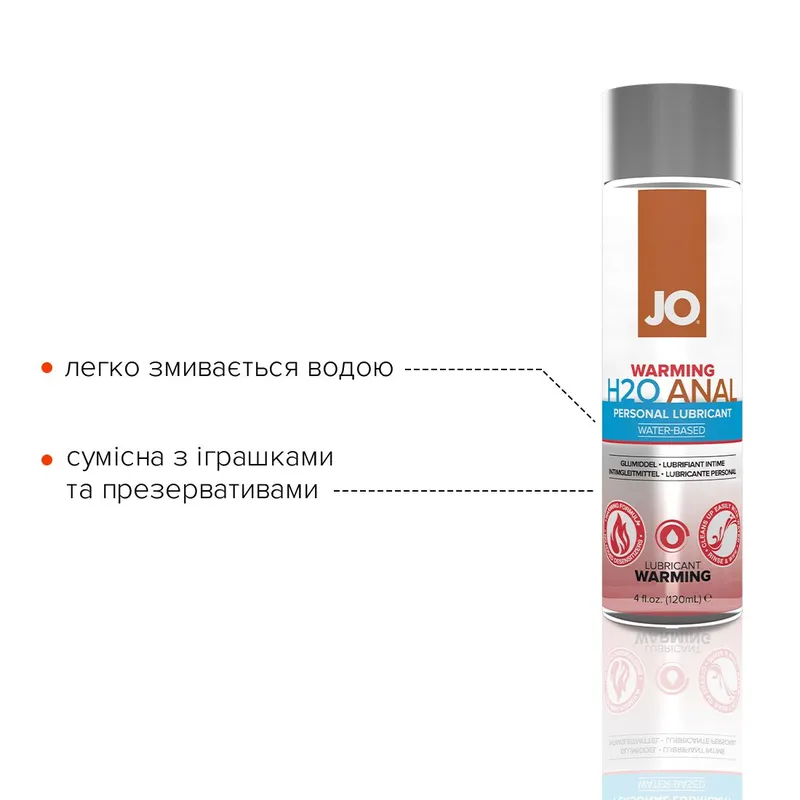Лубрикант JO H2O — WARMING розігрівальний, на водній основі, 120 мл