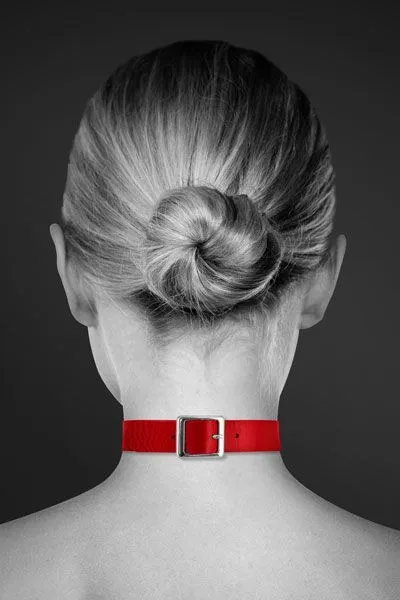 Чокер Bijoux Pour Toi FETISH Red з кільцем для повідця, поліуретан