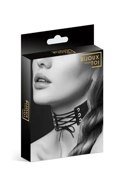 Чокер зі шнурівкою Bijoux Pour Toi LACET, чорний