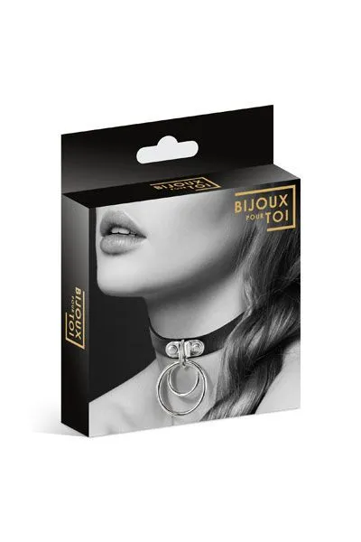 Чокер Bijoux Pour Toi TWO RINGS, поліуретан, чорний