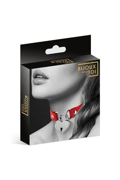 Чокер Bijoux Pour Toi HEART LOCK Red з замочком-сердечком, поліуретан