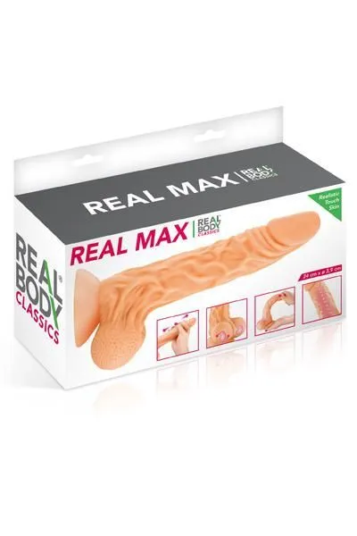 Фалоімітатор Real Body — Real Max із рухомою крайньою плоттю, тілесний, TPE