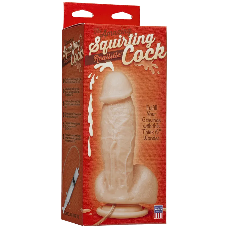 Фалоімітатор Doc Johnson The Amazing Squirting Realistic Cock, тілесний, ПВХ