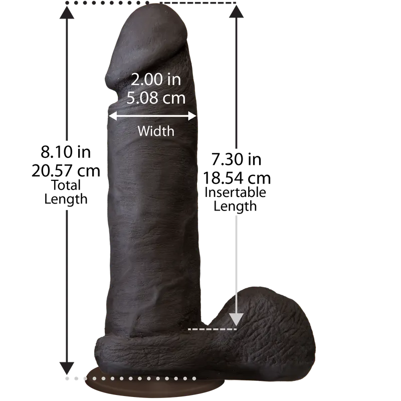Фалоімітатор Doc Johnson The Realistic Cock 8 inch Black з UltraSKYN™, Vack-U-Lock