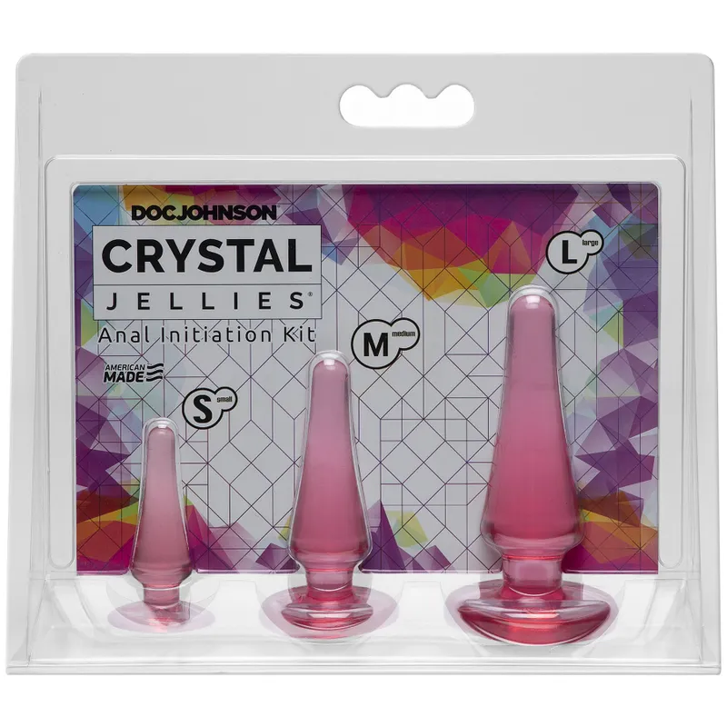 Набір анальних пробок Doc Johnson Crystal Jellies Anal Initiation Kit, рожевий