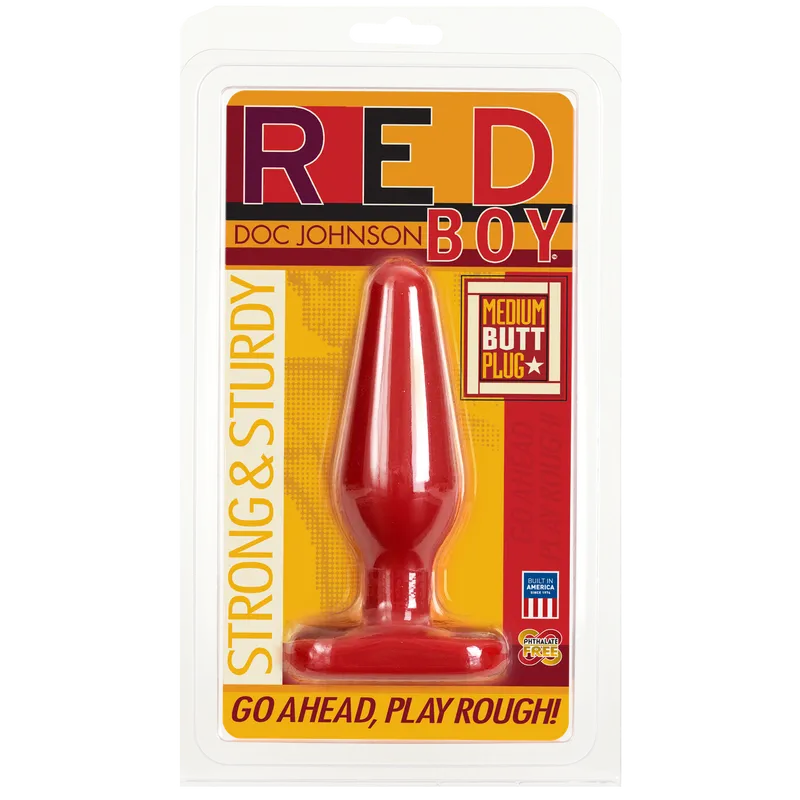 Анальна пробка Doc Johnson Red Boy Medium, червона, 14 см