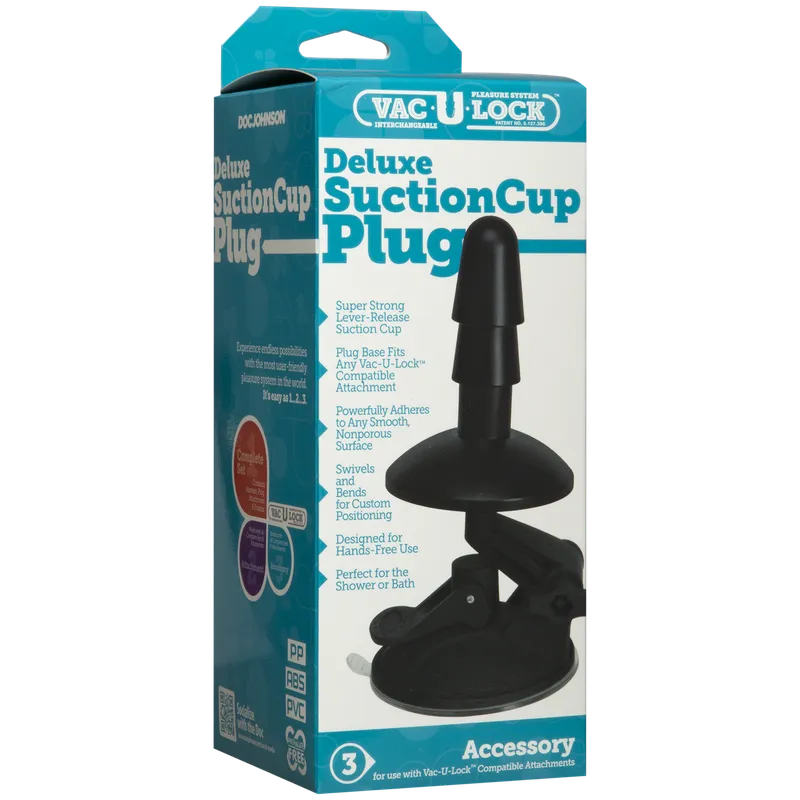 Кріплення для душу з присоскою Doc Johnson Vac-U-Lock Deluxe Suction Cup Plug, чорне