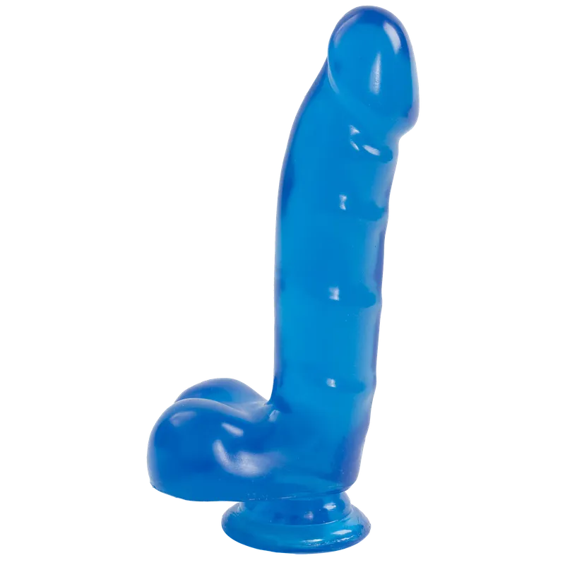 Фалоімітатор Doc Johnson Jelly Jewels Cock & Balls Blue, діаметр 3,6 см