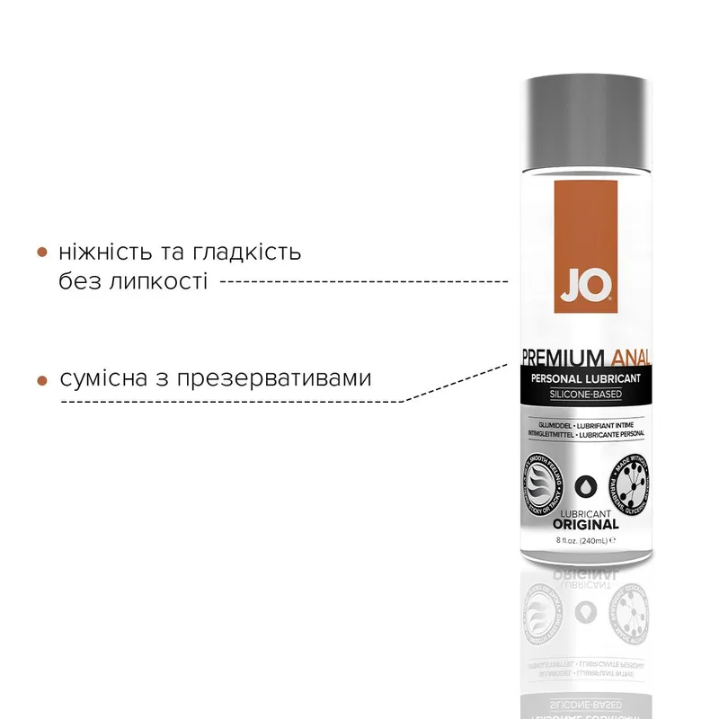 Анальний лубрикант JO ANAL PREMIUM — ORIGINAL на силіконовій основі, 240 мл
