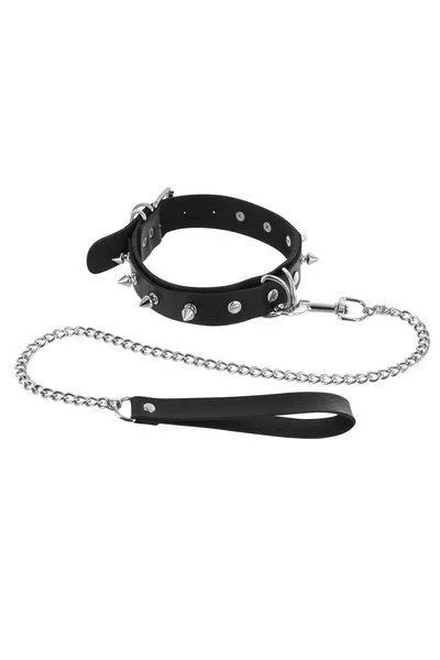 Чокер зі знімним повідцем Fetish Tentation Spikes and Leash, чорний