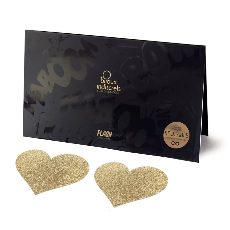 Пестіс-стикіні Bijoux Indiscrets Flash Heart Gold, наклейки на соски у формі серця