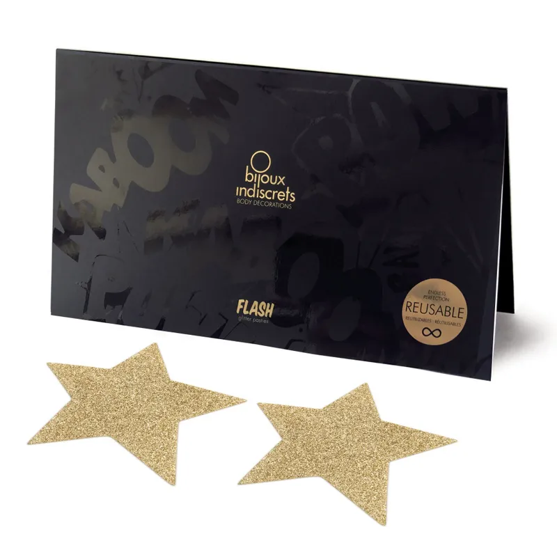Пестіси-стикіні Bijoux Indiscrets Flash Star Gold, наклейки на соски