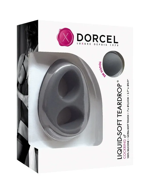 Ерекційне кільце Dorcel Liquid-Soft Teardrop для пеніса і мошонки, чорне