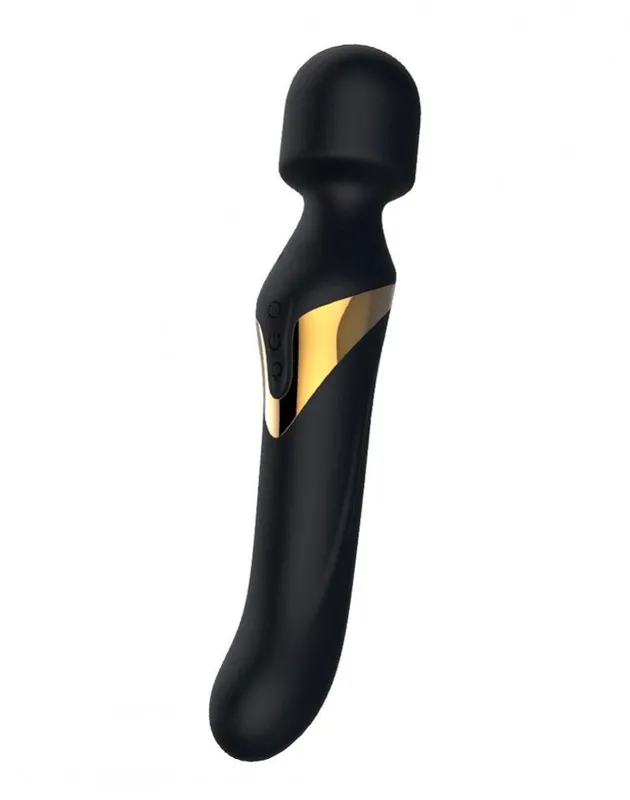 Вібромасажер Dorcel Dual Orgasms Gold, чорний з золотим оздобленням