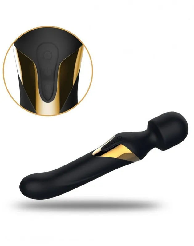 Вібромасажер Dorcel Dual Orgasms Gold, чорний з золотим оздобленням