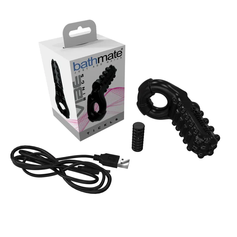 Ерекційне віброкільце Bathmate Vibe Ring Tickle, чорне