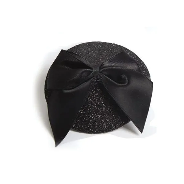 Пестіс Bijoux Indiscrets Burlesque pasties GLITTER and BOW, чорний