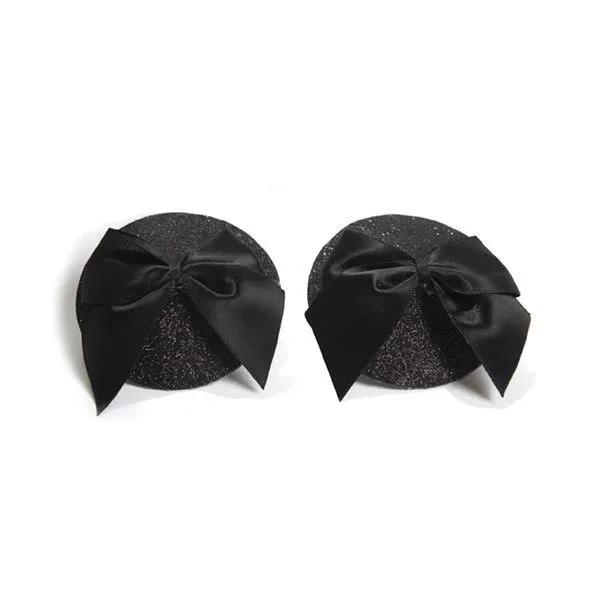Пестіс Bijoux Indiscrets Burlesque pasties GLITTER and BOW, чорний