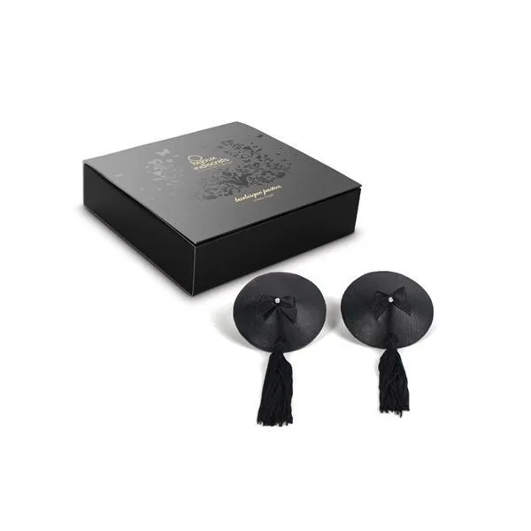Пестіс Bijoux Indiscrets Burlesque pasties GLITTER and BOW чорний