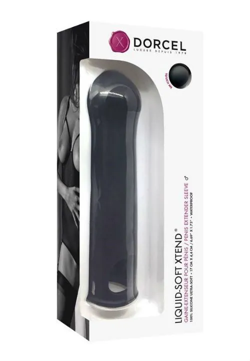 Насадка на член Dorcel LIQUID-SOFT XTEND, чорна, подовження до +3,8 см