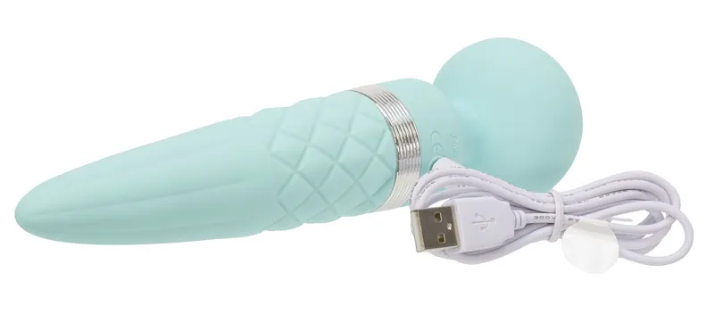 Вібромасажер PILLOW TALK - Sultry Teal з ротацією та підігрівом, бірюзовий