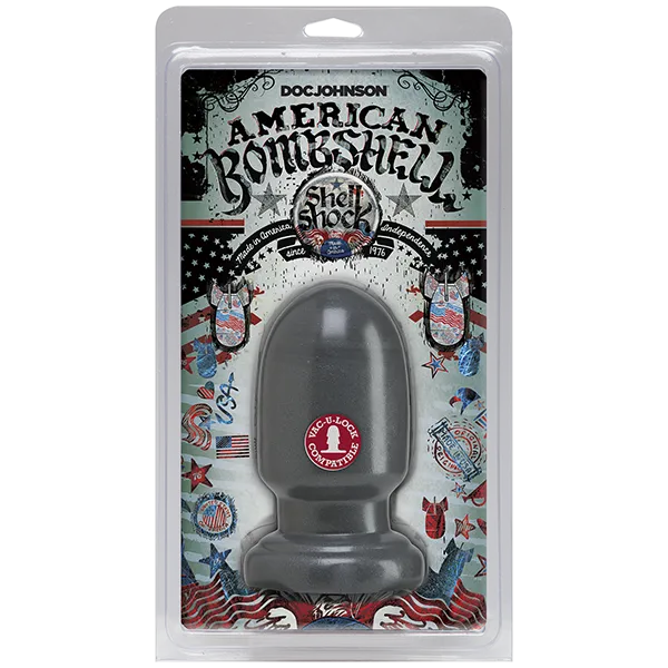 Анальна пробка для фістингу Doc Johnson American Bombshell Shell Shock S Gun Metal, чорна