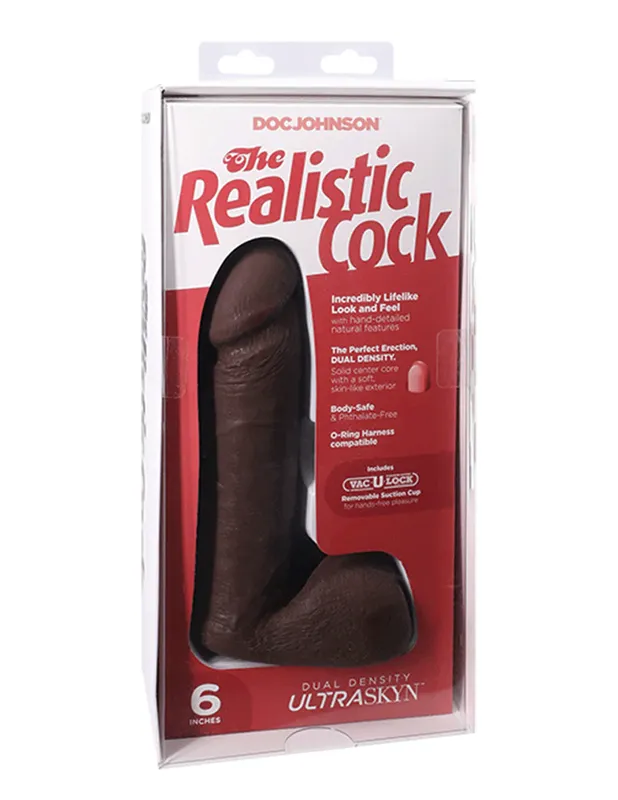 Фалоімітатор Doc Johnson The Realistic Cock 6 inch - ULTRASKYN, коричневий