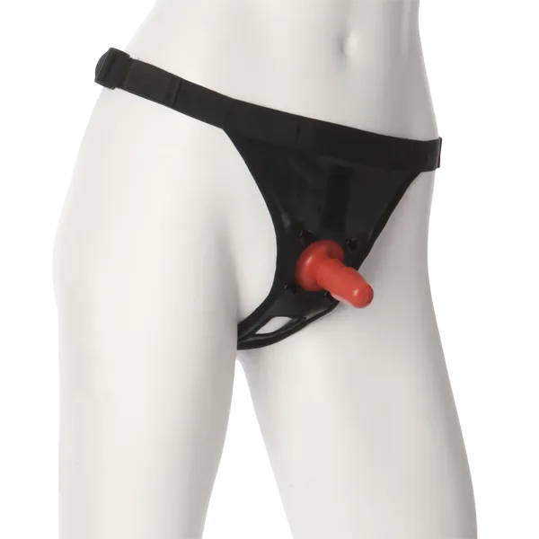 Трусики для страпону Doc Johnson Ultra Harness with Plug, Vac-U-Lock, унісекс, чорні