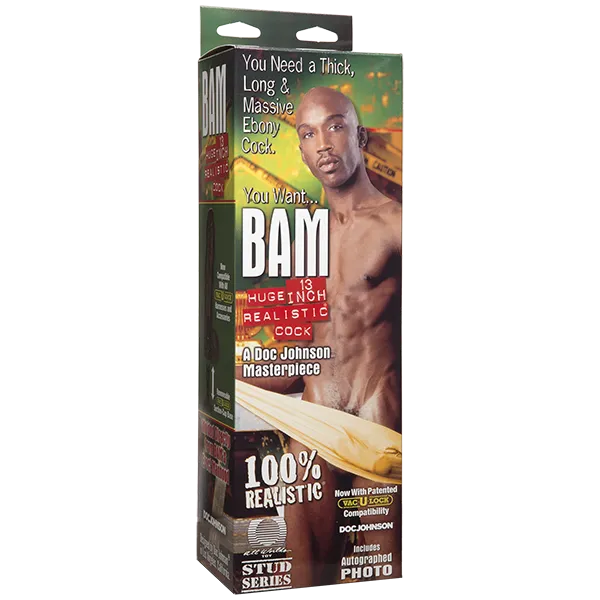 Фалоімітатор Doc Johnson BAM - Huge 13 Inch Realistic Cock, чорний