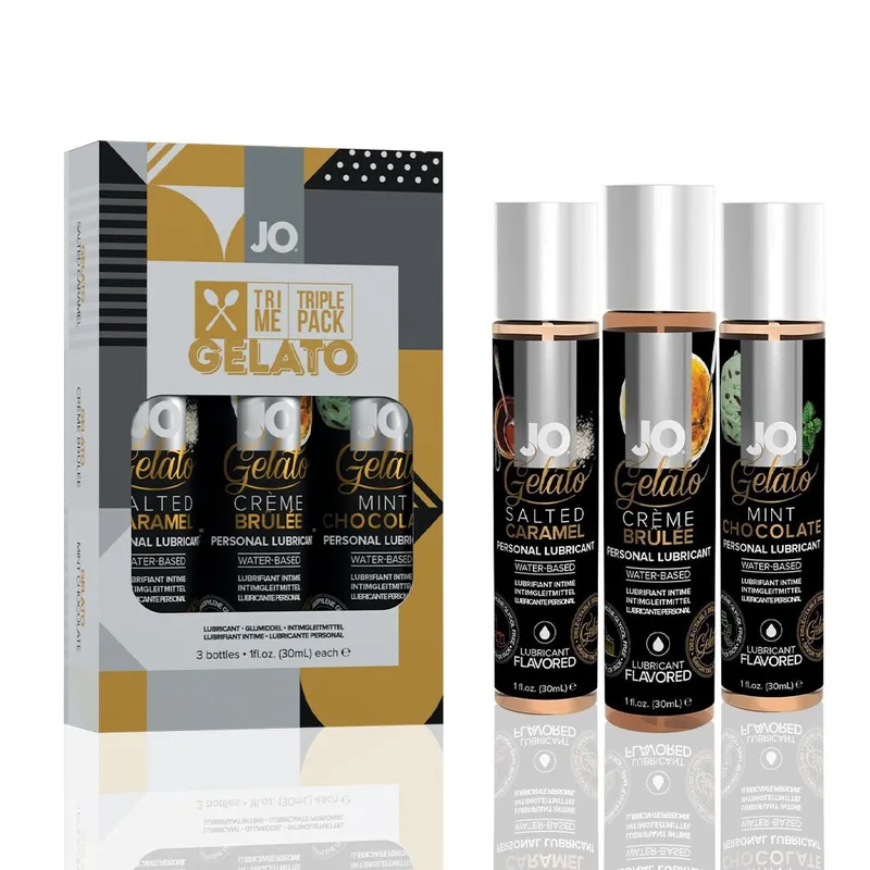 Набір JO Tri-Me Triple Pack — Gelato (3×30 мл), три смаки серії Gelato